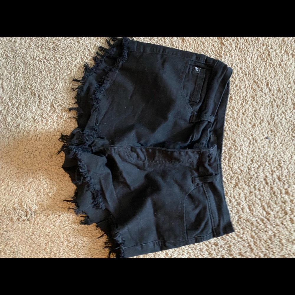 Black Distressed Jean Shorts